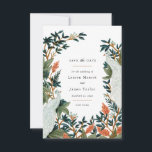 De Peacock Save The Date<br><div class="desc">Een geschilderde illustratie van een paar pauzes voor een moderne en unieke huwelijksuitnodiging</div>