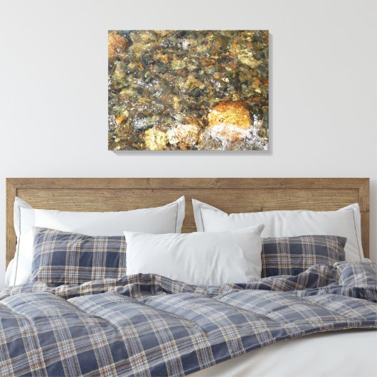 De Pebbles Brown en Gray Natural Abstract Canvas Afdruk (Insitu (Slaapkamer))