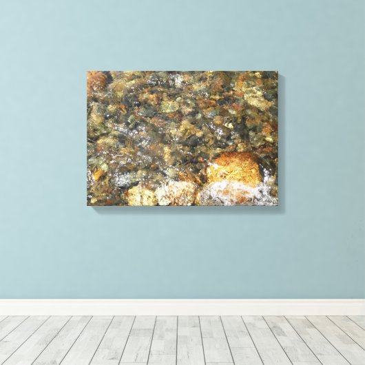 De Pebbles Brown en Gray Natural Abstract Canvas Afdruk (Insitu (Houten vloer))