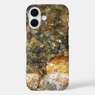 De Pebbles Brown en Gray Natural Abstract iPhone 16 Hoesje