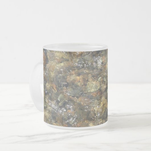 De Pebbles Brown en Gray Natural Abstract Matglas Koffiemok (Voorkant links)