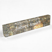 De Pebbles Brown en Gray Natural Abstract Naambordje