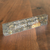 De Pebbles Brown en Gray Natural Abstract Naambordje (Zijkant)