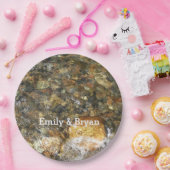 De Pebbles Brown en Gray Natural Abstract Papieren Bordje (Feest)