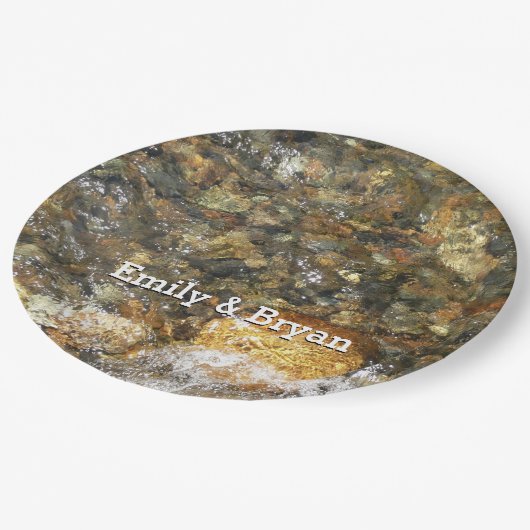 De Pebbles Brown en Gray Natural Abstract Papieren Bordje (Gekanteld)