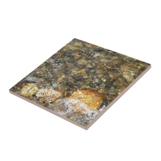 De Pebbles Brown en Gray Natural Abstract Tegeltje (Zijkant)