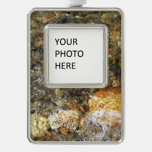 De Pebbles Brown en Gray Natural Abstract Verzilverd Omlijst Ornament (Voorkant)