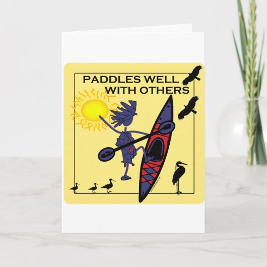 De Peddels van de kajak goed op Geel Kaart (Voorkant)