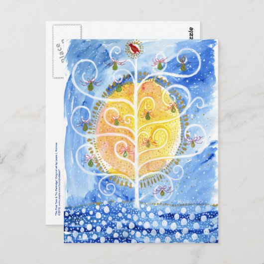 De peerboom en het Briefkaart van de Partridge (Voorkant / Achterkant)