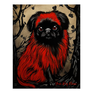 De Pekingese Hond, Rood en Zwart 001 - Ulises Dall Perfect Poster