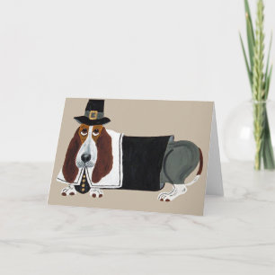 De Pelgrim van de Thanksgiving van Basset Hound Feestdagen Kaart