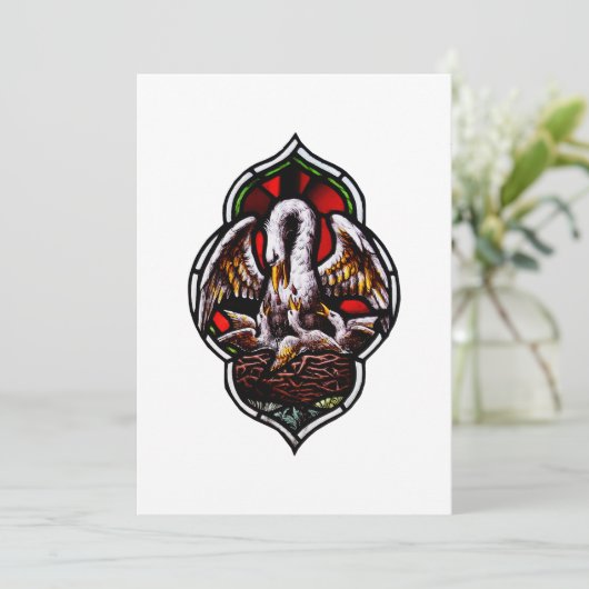 De pelikaan als Christelijk symbool Bedankkaart (Staand voorkant)