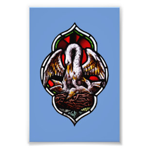 De pelikaan als Christelijk symbool Foto Afdruk