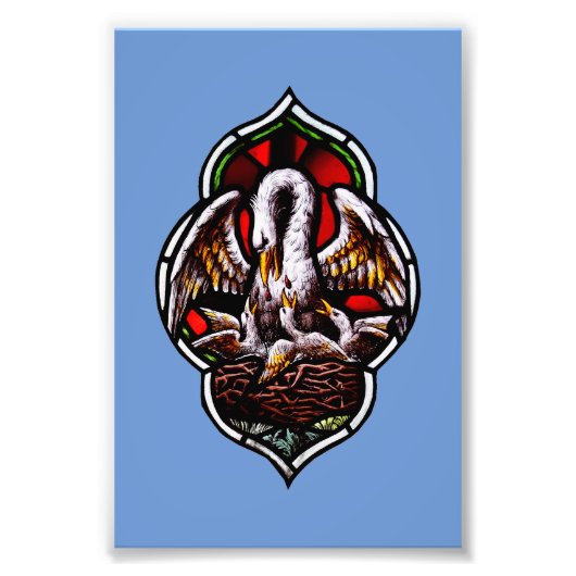 De pelikaan als Christelijk symbool Foto Afdruk (Voorkant)