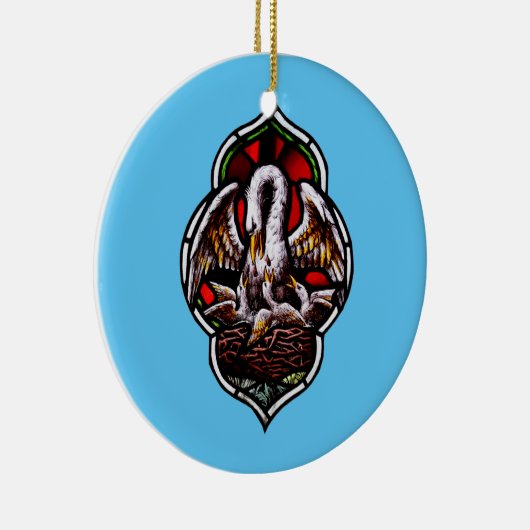 De pelikaan als Christelijk symbool Keramisch Ornament (Rechts)