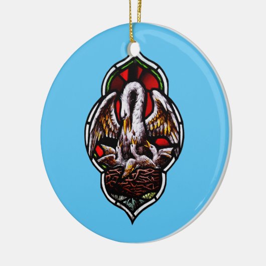 De pelikaan als Christelijk symbool Keramisch Ornament (Links)