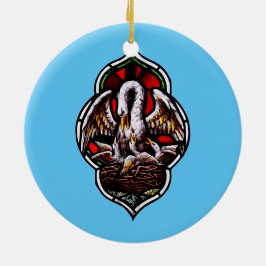 De pelikaan als Christelijk symbool Keramisch Ornament (Achterkant)
