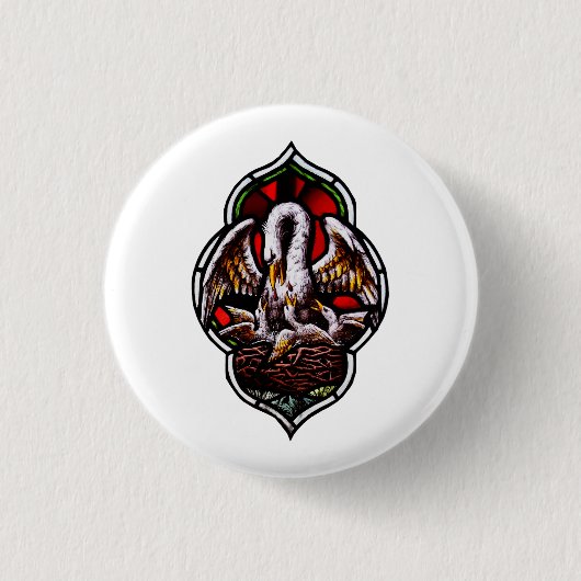 De pelikaan als Christelijk symbool Ronde Button 3,2 Cm (Voorkant)