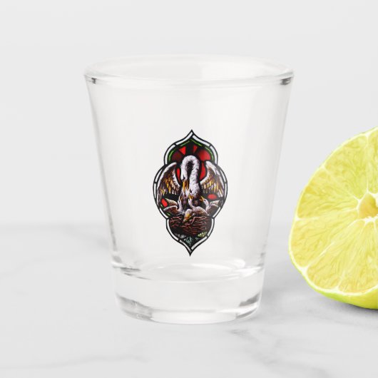 De pelikaan als Christelijk symbool Shot Glas (Voorkant)