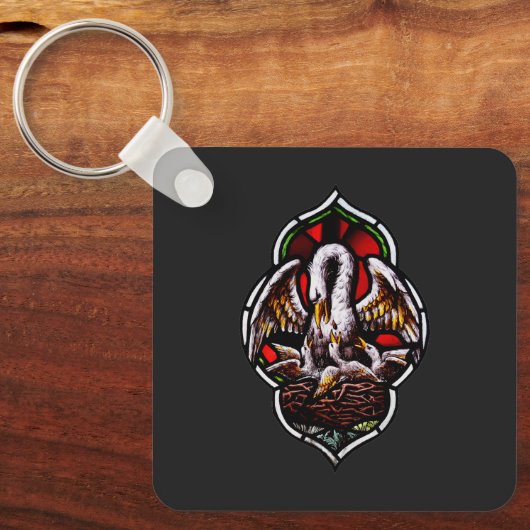 De pelikaan als Christelijk symbool Sleutelhanger (Voorkant)
