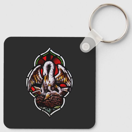 De pelikaan als Christelijk symbool Sleutelhanger (Achterkant)