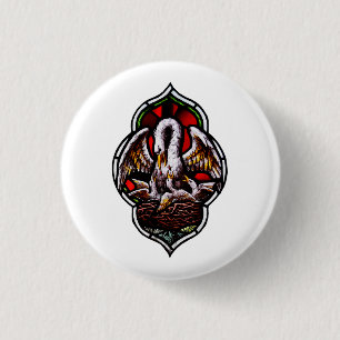 De Pelikaan in haar vroomheid Eucharistisch symboo Ronde Button 3,2 Cm