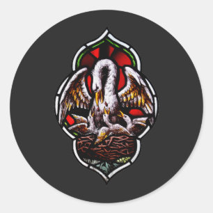 De Pelikaan in haar vroomheid Eucharistisch symboo Ronde Sticker