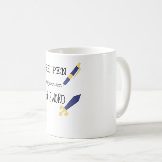 De pen is machtiger dan het zwaard koffiemok (Voorkant rechts)
