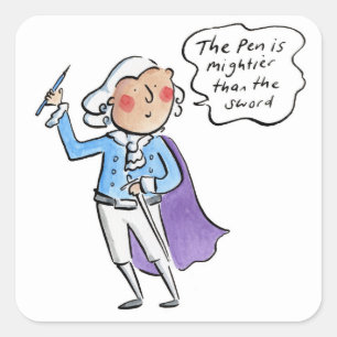 De pen is machtiger dan het zwaard vierkante sticker