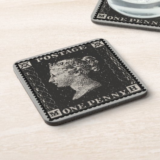 De Penny Black Postage Stamp Bier Onderzetter (Linkerzijde)