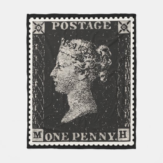 De Penny Black Postage Stamp Fleece Deken (Voorkant)