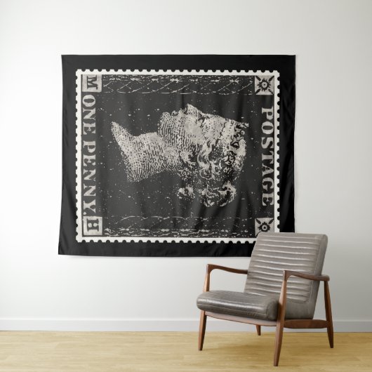 De Penny Black Postage Stamp Wandkleed (In Situ (horizontaal))