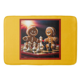 De peperkoek-man speelt schaak met zijn zus badmat