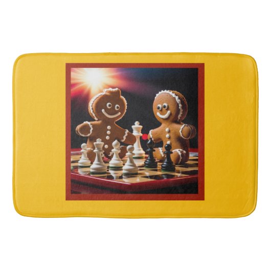 De peperkoek-man speelt schaak met zijn zus badmat (Voorkant)