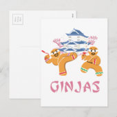 De Peperkoek van Ninja van Kerstmis van Ninjas van Feestdagenkaart (Voorkant / Achterkant)