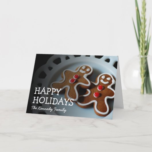 De peperkoekman van Kerstmis twee of van de Feestdagen Kaart (Voorkant)