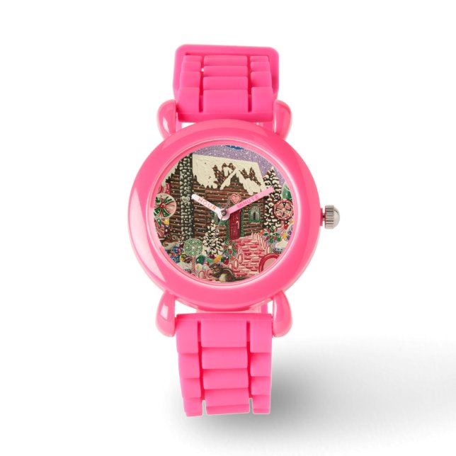 De Peppermint Log Cabin Horloge (Voorkant)