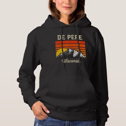 De Pere Wisconsin Retro City State Usa Hoodie (Voorkant)