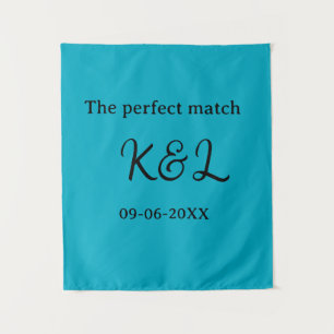 De perfect match koppel naam letter datum blauw si wandkleed