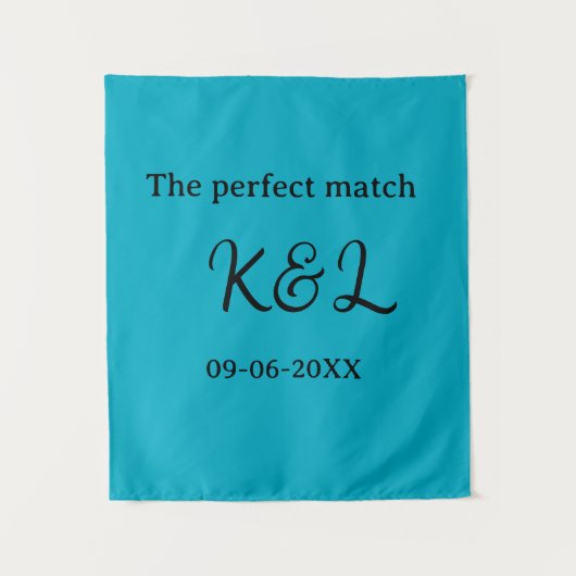 De perfect match koppel naam letter datum blauw si wandkleed (Voorkant)
