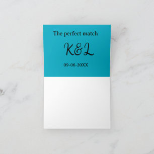 De perfect match koppel naam letter datum blauwe s bedankkaart