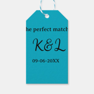 De perfect match koppel naam letter datum blauwe s cadeaulabel