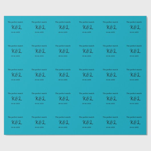 De perfect match koppel naam letter datum blauwe s cadeaupapier (Vlak)