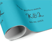 De perfect match koppel naam letter datum blauwe s cadeaupapier (Rol Hoek)