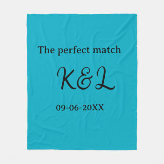 De perfect match koppel naam letter datum blauwe s fleece deken