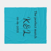 De perfect match koppel naam letter datum blauwe s fleece deken (Voorkant (Horizontaal))