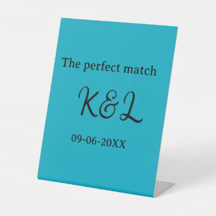 de perfect match koppel naam letter datum blauwe s reclamebord met voetstuk