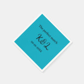 de perfect match koppel naam letter datum blauwe s servet (Hoek)