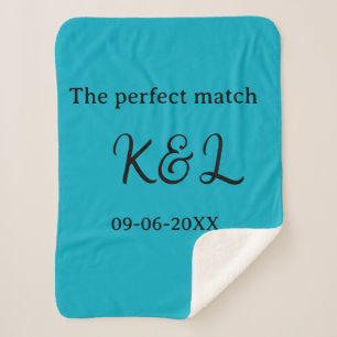 De perfect match koppel naam letter datum blauwe s sherpa deken