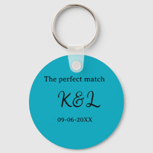 de perfect match koppel naam letter datum blauwe s sleutelhanger